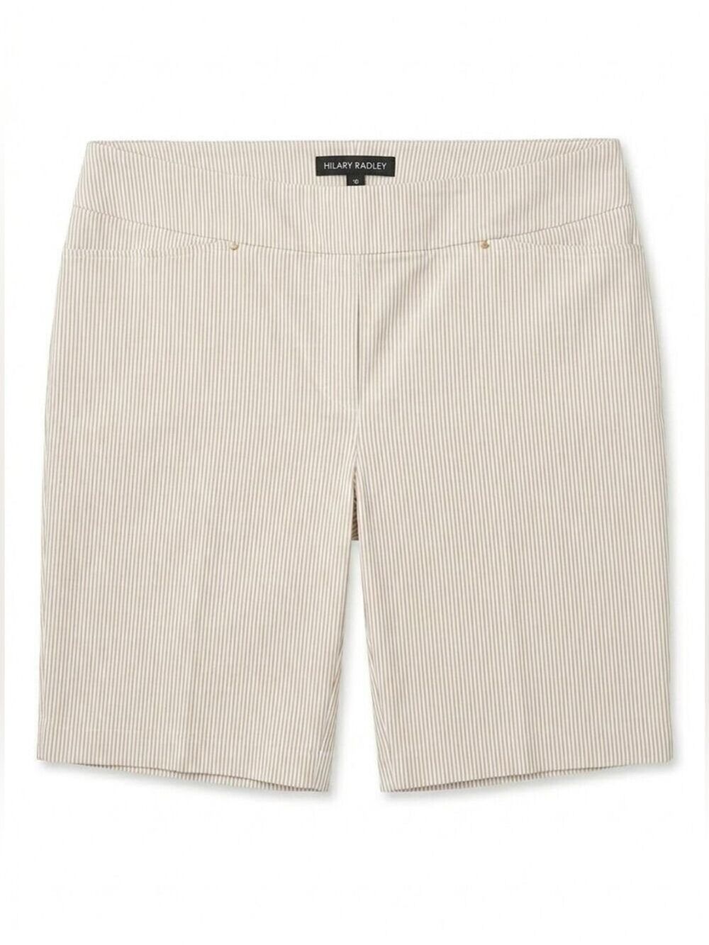Hilary Radley White and Beige Pinstripe Bermuda Shorts Tummy Control NWT Size 18
